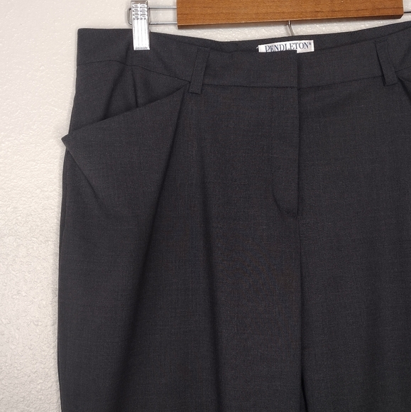 Pendleton Petite Virgin Wool Wide Leg Trouser Pants - Picture 4 of 15